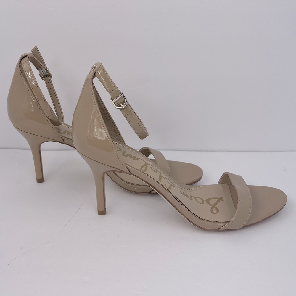 SAM EDELMAN PATTI ANKLE STRAP HEEL, BEIGE SHINY PATENT, WOMENS 11, EUR 41, UK 8 - Picture 7 of 17